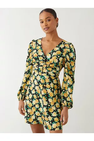 Dorothy Perkins Floral Print Puff Sleeve Empire Mini Dress
