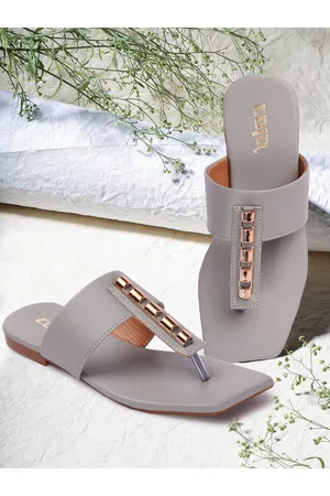 COLO Women Embellished T-Straps Slip On Flats