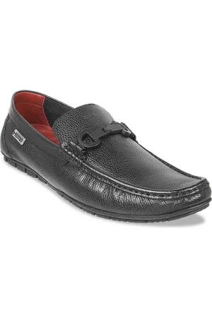 Metro Men Textured Embellished Comfort Insole Leather Horsebit Loafers