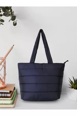 Anekaant Striped Structured Tote Bag With Quilted