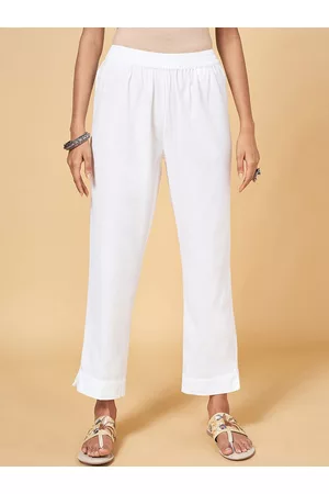 Pantaloons Women Mid-Rise Cropped Cotton Trousers