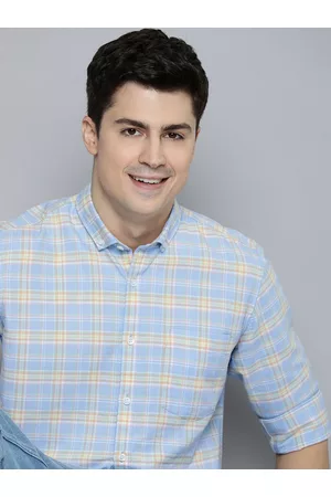 Mast & Harbour Men Blue Standard Opaque Checked Casual Shirt