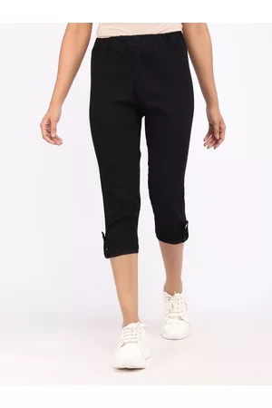 AngelFab Women Regular Fit Cotton Denim Capris