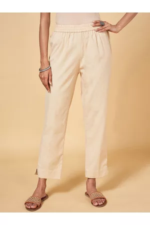 Pantaloons Women Mid-Rise Cropped Cotton Trousers
