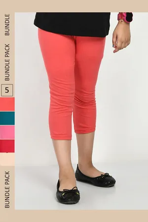 IndiWeaves Girls Pack Of 5 Mid Rise Pure Cotton Capris