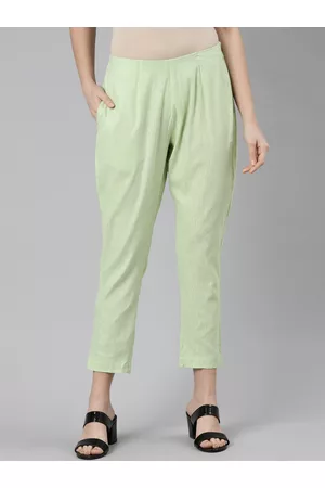 Marcia Women Smart Slim Fit Mid-Rise Pure Cotton Trousers