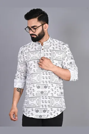 FUBAR Mandarin Collar Ethnic Motifs Printed Short Kurta