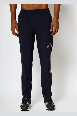 FITINC Men Rapid-Dry Striped Mid-Rise Relaxed Fit Sports Track Pants