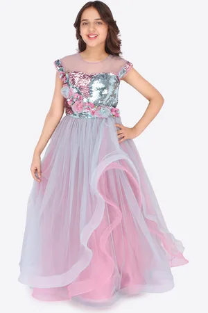 CUTECUMBER Girls Floral Net Maxi Dress