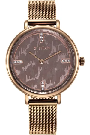 Titan Women Brown Dial & Brown Stainless Steel Bracelet Style Straps Analogue Watch 95175QM01