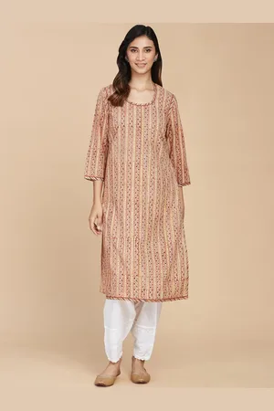 Fabindia Ethnic Motifs Printed Straight Cotton Kurta