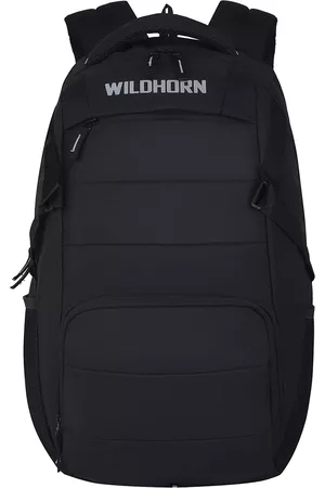 WildHorn Unisex Black Laptop Backpack with Compression Straps