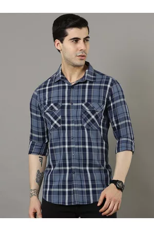 Bushirt Classic Tartan Checked Button Down Collar Twill Pure Cotton Casual Shirt