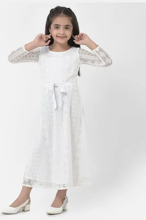 Eavan Girls Cold-Shoulder Net Fit & Flare Midi Dress