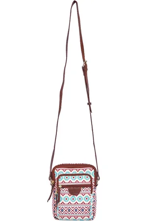 TEAL Ethnic Motifs Printed Structured Sling Bag