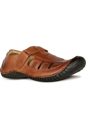Bata Men Leather Fisherman Velcro Sandals