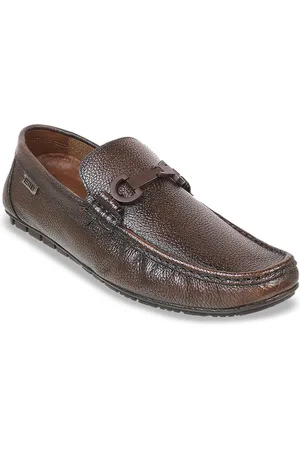 Metro Men Textured Embellished Comfort Insole Leather Horsebit Loafers