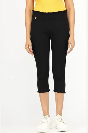 AngelFab Women Regular Fit Cotton Denim Capris