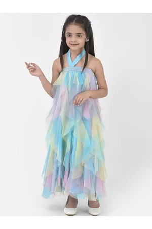 Eavan Girls Halter Neck Net Maxi Dress