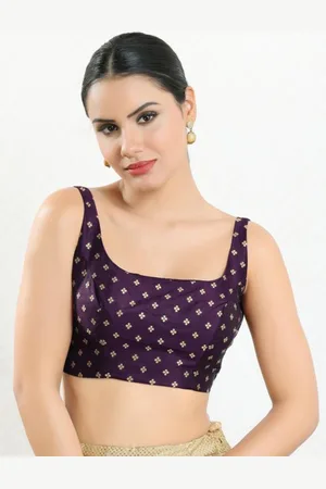 SALWAR STUDIO Ethnic Motifs Printed Readymade Saree Blouse