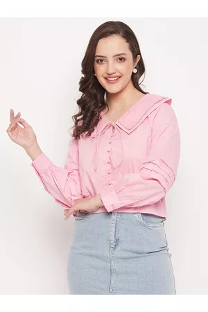 MADAME Women Pink Opaque Casual Shirt