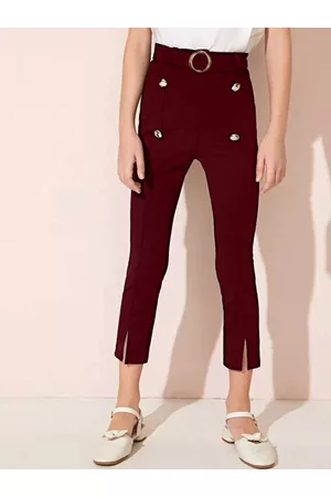 Addyvero Girls Relaxed Fit Front Silt High-Rise Trousers