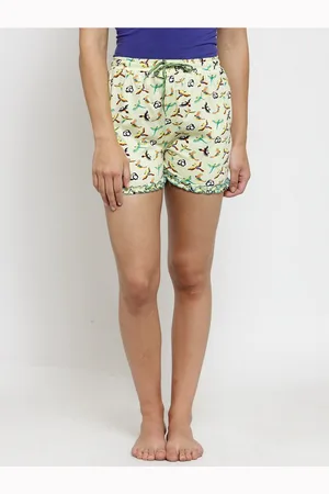 Claura Women Yellow & Yellow Printed Pure Cotton Lounge Shorts