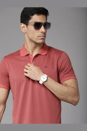 Park Avenue Men Geometric Print Polo Collar Slim Fit T-shirt