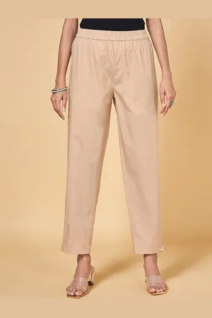 Pantaloons Women Mid-Rise Cropped Cotton Trousers