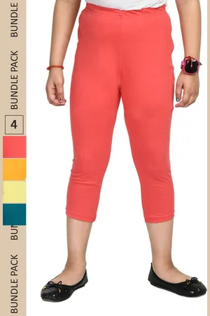 IndiWeaves Girls Pack Of 4 Pure Cotton Capris