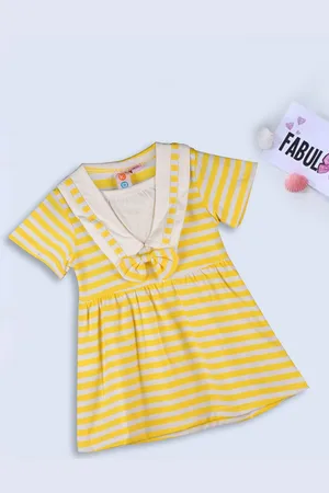 Kids On Board Infants Striped Cotton A-Line Dress