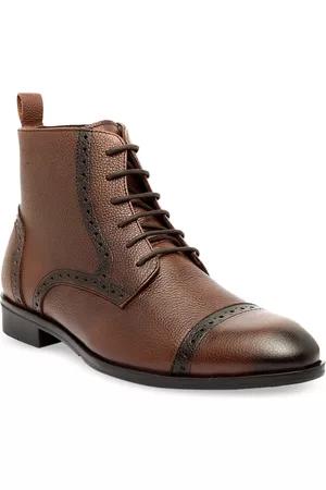 Teakwood Leathers Men Brown Colourblocked Leather Flat Boots
