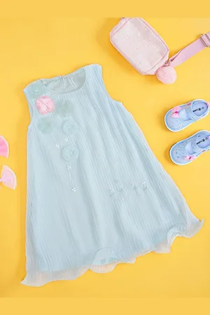 Pantaloons Girls Self Design Embellished Cotton A-Line Dress
