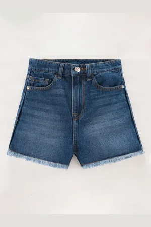 edheads Girls Mid-Rise Washed Cotton Denim Shorts