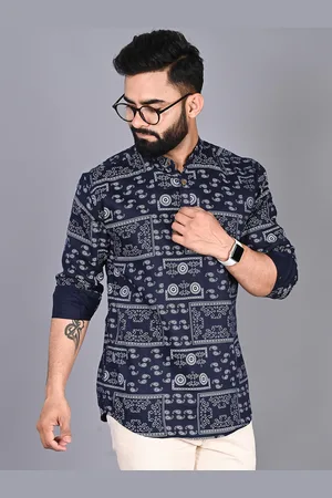 FUBAR Mandarin Collar Ethnic Motifs Printed Straight Short Kurta