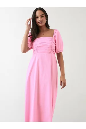 Dorothy Perkins Puff Sleeve Cotton A-Line Midi Dress