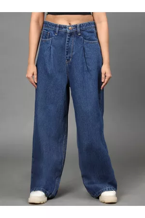 AngelFab Women High-Rise Clean Look Cotton Relaxed Fit Jeans