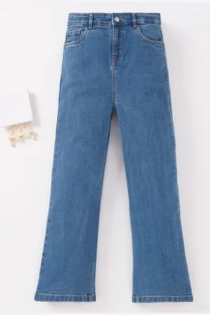 edheads Girls Mid-Rise Wide Leg Light Clean Look Fade Stretchable Jeans