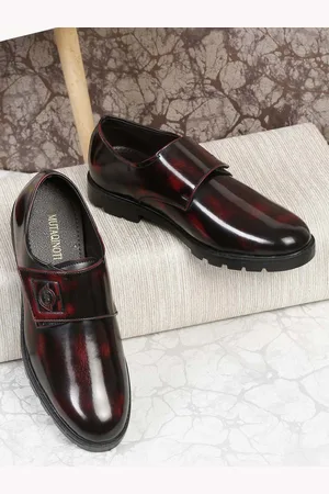 MUTAQINOTI Men Printed Vegan Leather Formal Monk Shoes