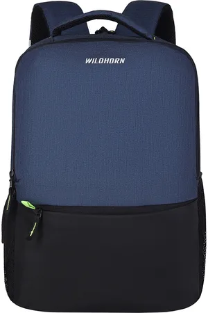 WildHorn Unisex Blue & Black Colourblocked Laptop Backpack with Compression Straps