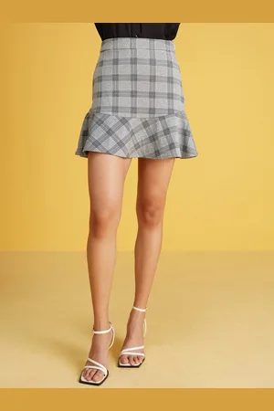 20Dresses Grey & Black Checked Flared Mini Skirt