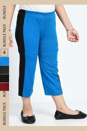 IndiWeaves Pack Of 4 Striped Girls Mid Rise Pure Cotton Capris