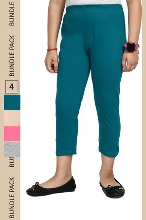 IndiWeaves Girls Pack Of 4 Pure Cotton Capris