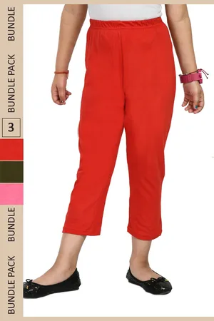 IndiWeaves Girls Pack Of 3 Pure Cotton Capris