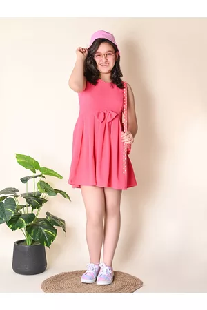 LilPicks Girls Round Neck Fit & Flare Mini Dress