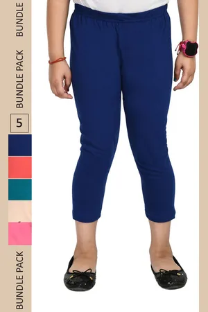 IndiWeaves Girls Pack of 5 Mid-Rise Cotton Capris