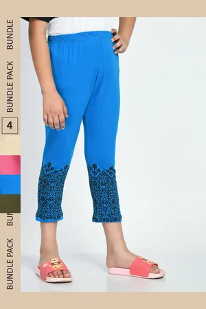 IndiWeaves Girls Pack Of 4 Printed Mid-Rise Pure Cotton Capris