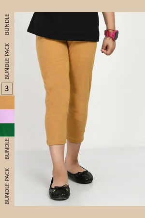 IndiWeaves Girls Pack Of 3 Pure Cotton Capris