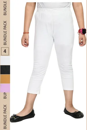 IndiWeaves Girls Pack Of 4 Pure Cotton Capris