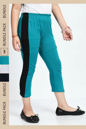 IndiWeaves Girls Pack Of 3 Colourblocked Pure Cotton Capris